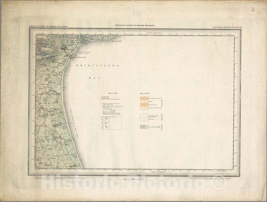 Historic Wall Map : Great Britain, Geologic Atlas Map, 94. Beverley, NE Quad. 1870 , Vintage Wall Art