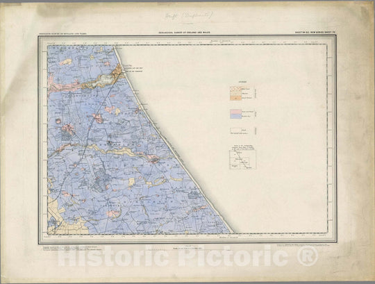 Historic Map : Great Britain, Geologic Atlas Map, 94. Beverley, SE Quad. 1883 , Vintage Wall Art