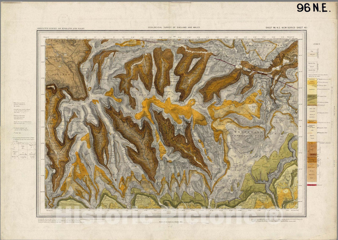 Historic Map : Geologic Atlas Map, 96. Helmsley, NE Quad. 1883 - Vintage Wall Art