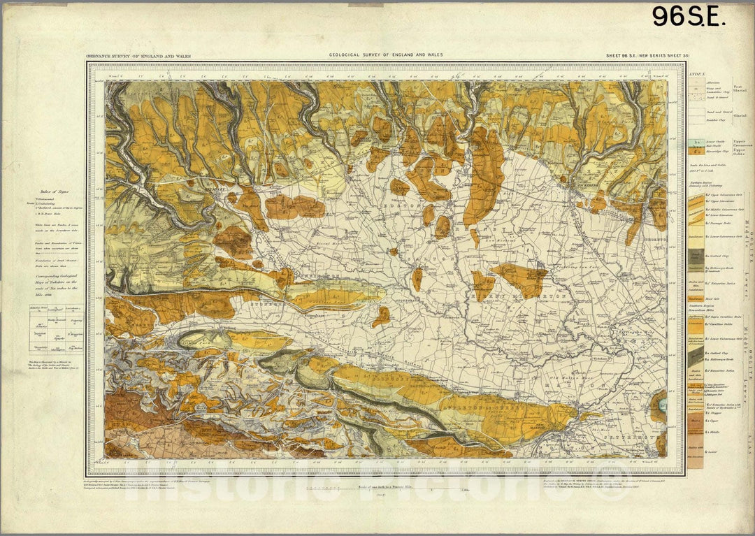 Historic Map : Geologic Atlas Map, 96. Helmsley, SE Quad. 1882 - Vintage Wall Art