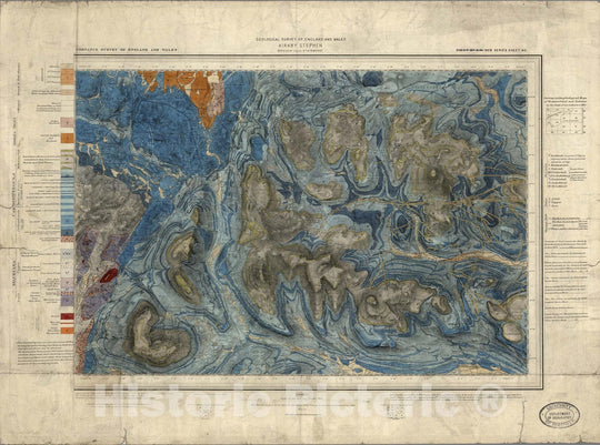 Historic Map : England, Geologic Atlas Map, 97. Kirkby Stephen, Brouch under Stainmore, Richmond, NW Quad. 1889 , Vintage Wall Art