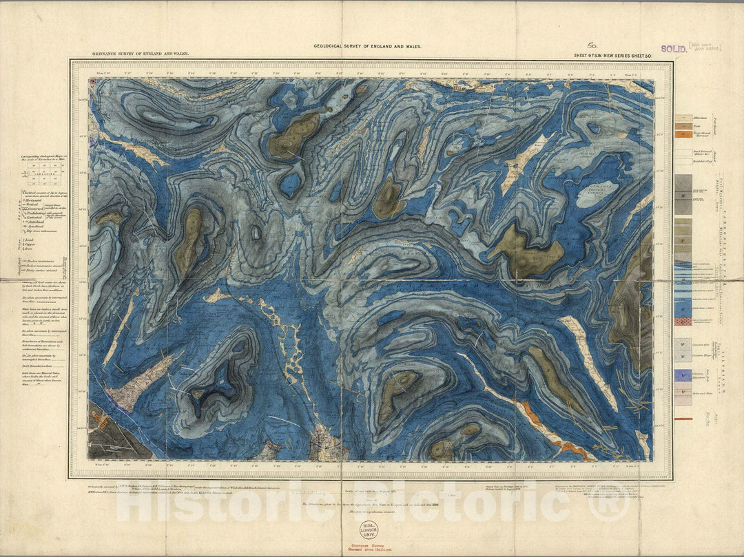 Historic Map : Geologic Atlas Map, 97. Richmond, SW Quad. 1889 - Vintage Wall Art