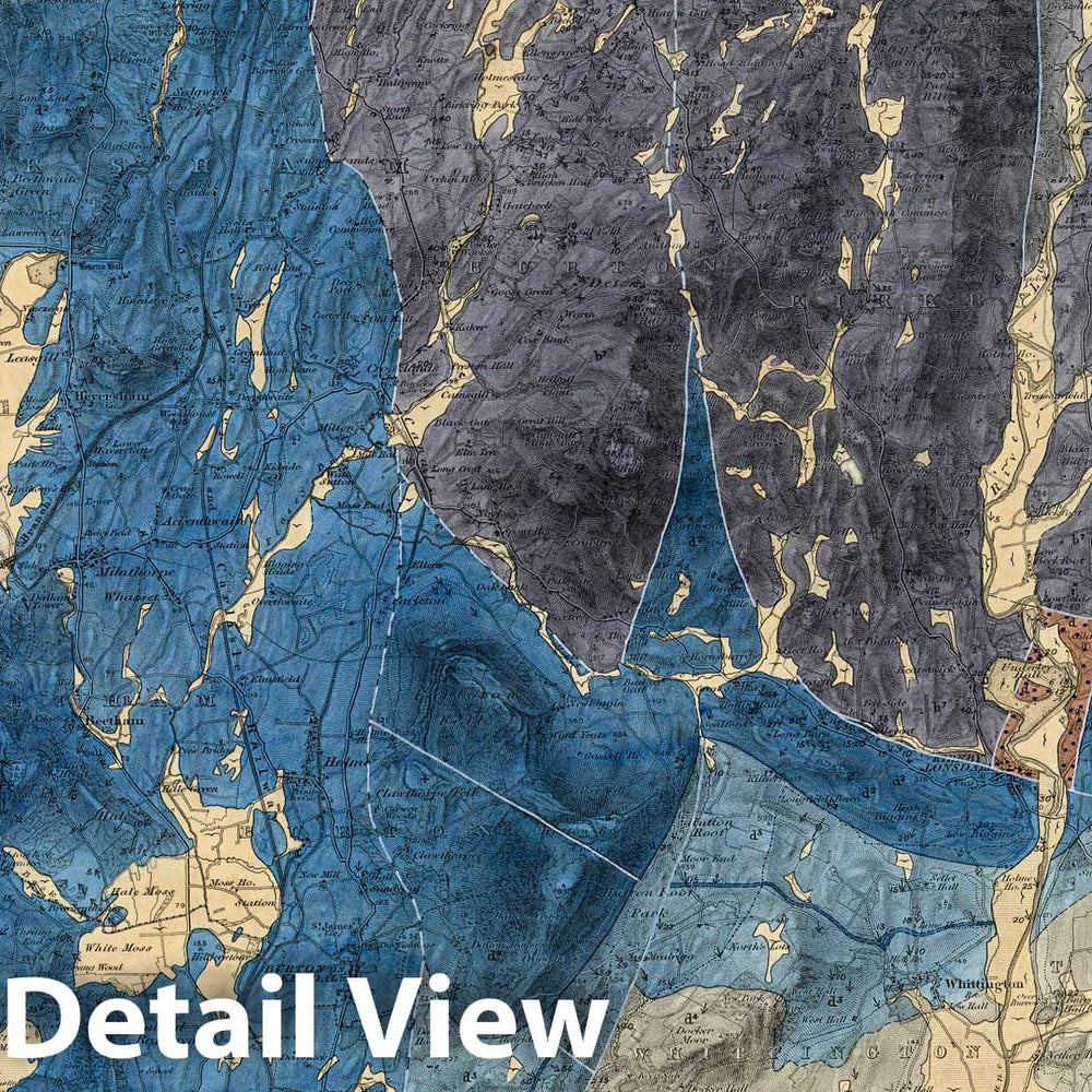 Historic Map : Great Britain, Geologic Atlas Map, 98. Kendal, SE Quad. 1892 , Vintage Wall Art