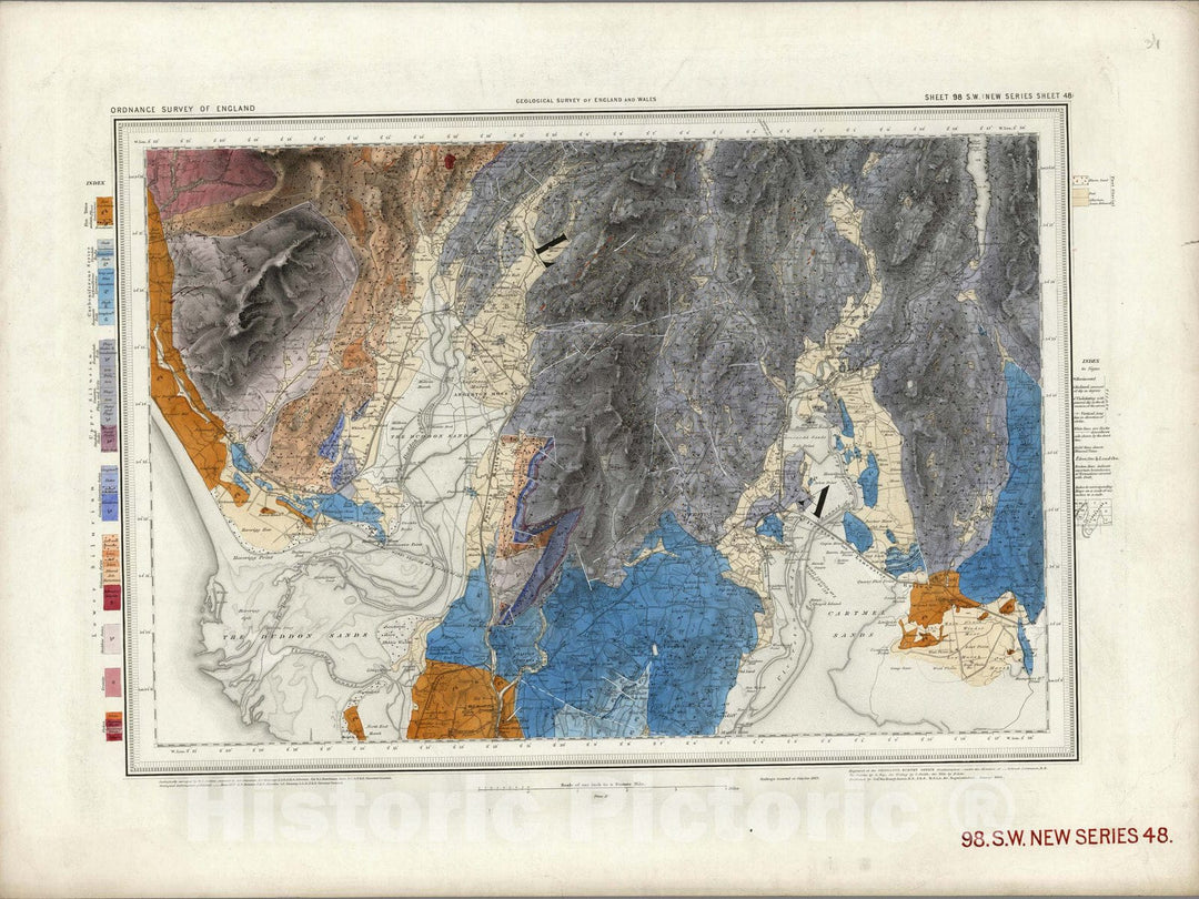 Historic Map : Geologic Atlas Map, 98. Kendal, SW Quad. 1883 - Vintage Wall Art