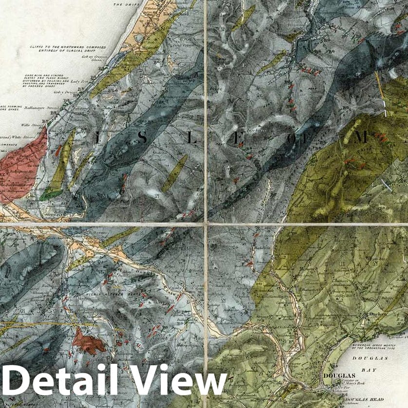 Historic Map : Geologic Atlas Map, 100. Isle of Man. 1898 - Vintage Wall Art