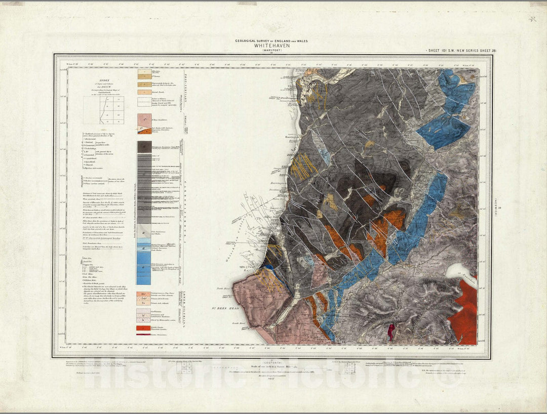 Historic Map : Geologic Atlas Map, 101. Cockermouth, SW Quad. 1892 - Vintage Wall Art