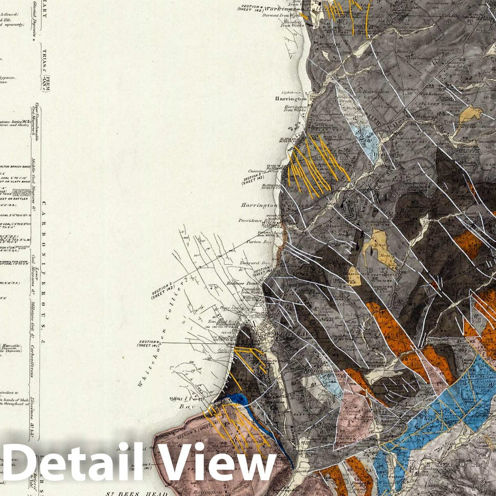 Historic Map : Geologic Atlas Map, 101. Cockermouth, SW Quad. 1892 - Vintage Wall Art