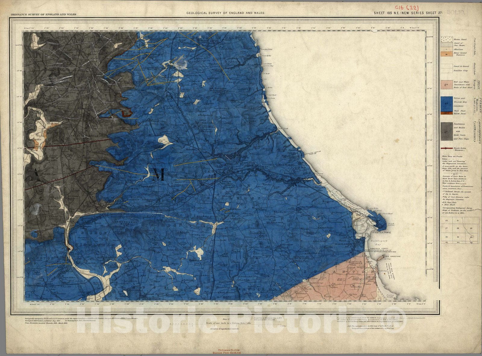 Historic Map : Geologic Atlas Map, 103. Durham, NE Quad. 1892 - Vintage Wall Art