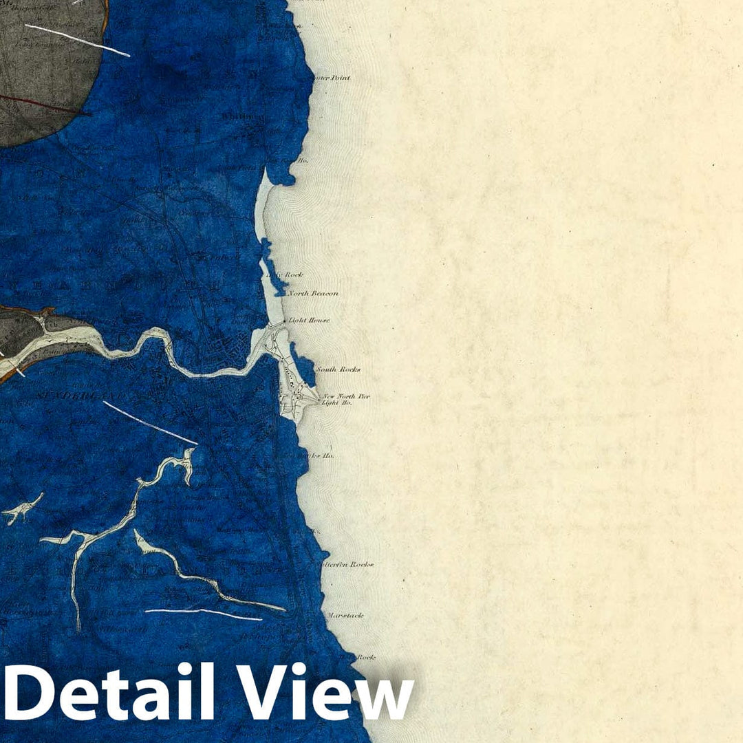 Historic Map : Geologic Atlas Map, 105. Sunderland, North Shields, Newcastle, SE Quad. 1892 - Vintage Wall Art