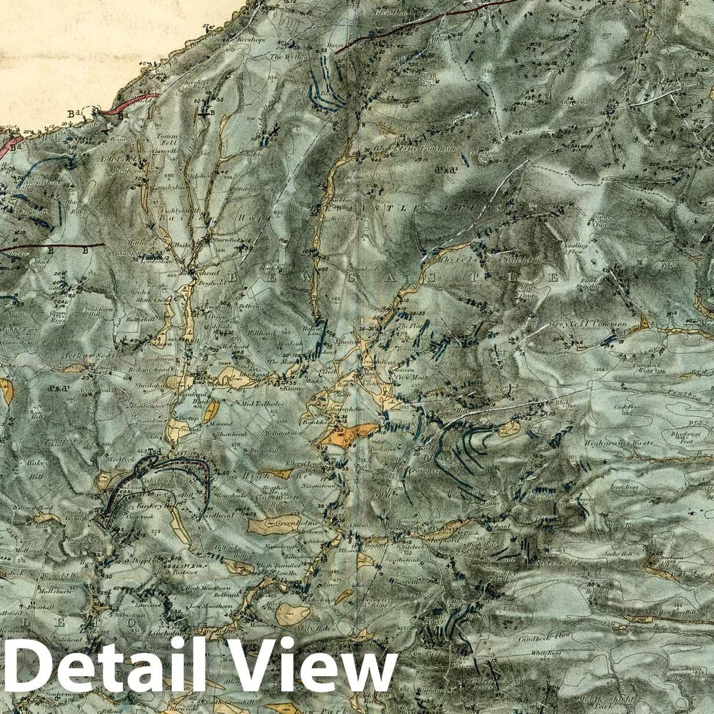 Historic Map : Geologic Atlas Map, 106. Haltwhistle, NW Quad. 1889 - Vintage Wall Art