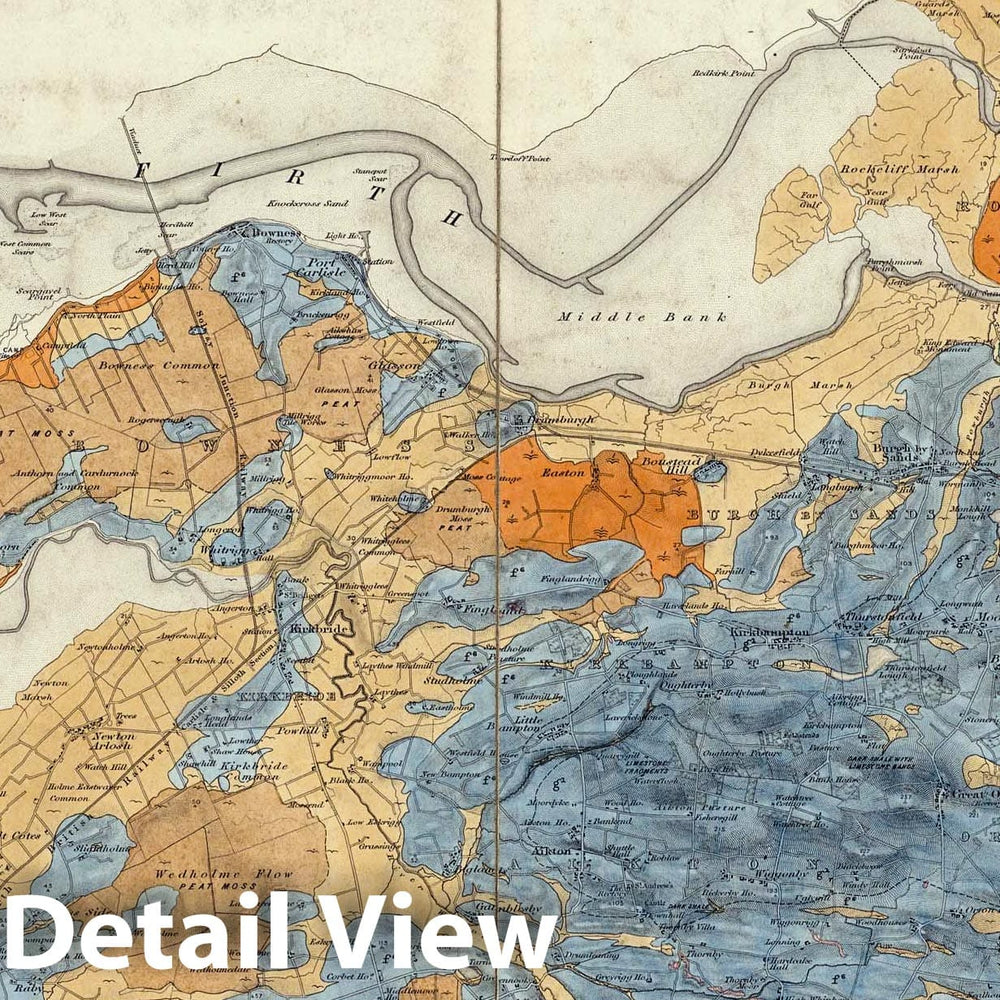 Historic Map : England, Geologic Atlas Map, 107. Carlisle, SE Quad. 1888 , Vintage Wall Art