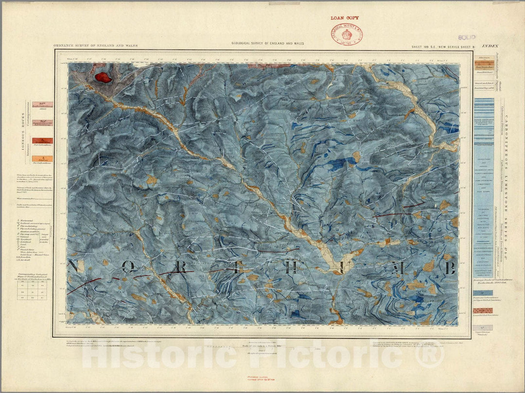 Historic Map : Geologic Atlas Map, 108. Wooler, SE Quad. 1889 - Vintage Wall Art