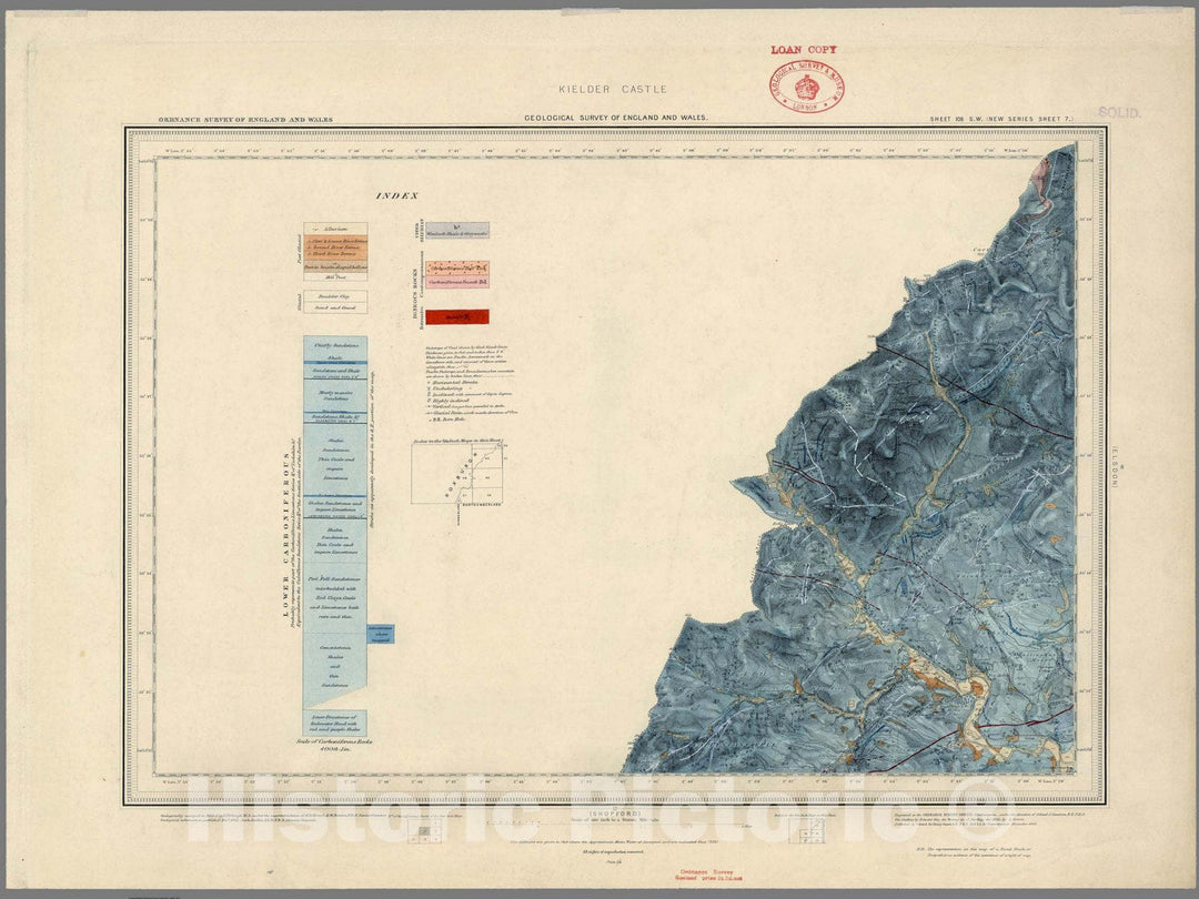 Historic Map : Geologic Atlas Map, 108. Wooler, SW Quad. 1888 - Vintage Wall Art