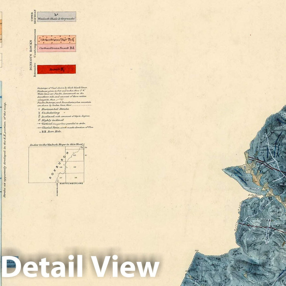 Historic Map : Geologic Atlas Map, 108. Wooler, SW Quad. 1888 - Vintage Wall Art