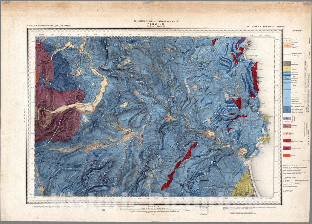 Historic Map : Geologic Atlas Map, 109. Alnwick, NW Quad. 1895 - Vintage Wall Art