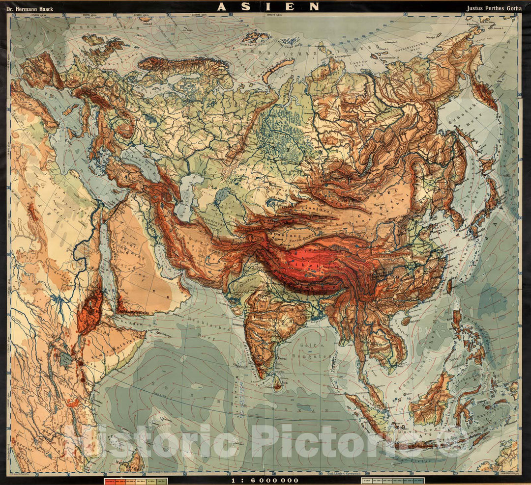 Historic Map : Wall Map, Eurasia - Physical 1950 - Vintage Wall Art