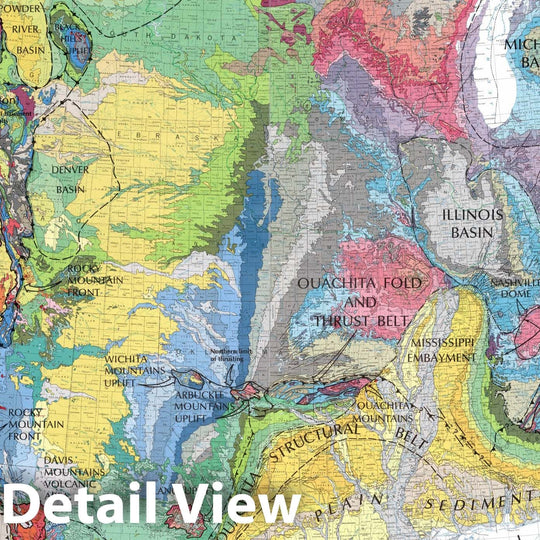 Historic Map - Wall Map, United States - Geology: Physiographic & Structural Provinces 1983 - Vintage Wall Art