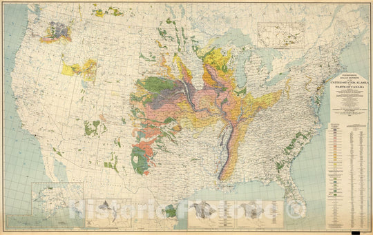 Historic Map : Wall Map, United States - Pleistocene Eolian Deposits 1952 - Vintage Wall Art