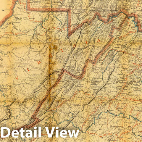 Historic Map : Map of the state of Virginia, 1863 - Vintage Wall Art