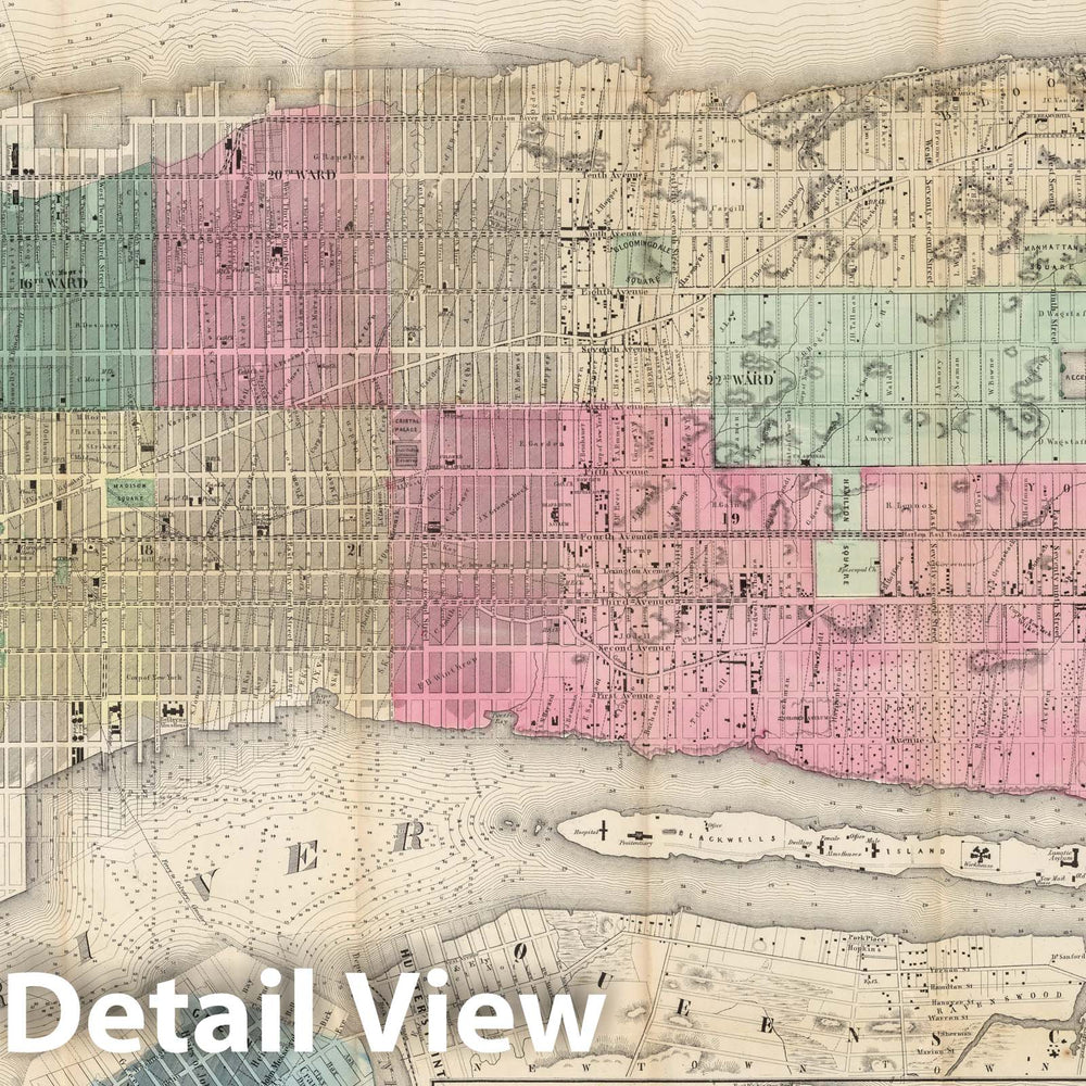 Historic Map : Pocket Map, New York City, County And Vicinit 1855 - Vintage Wall Art