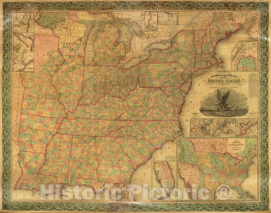 Historic Map : Mitchell's Reference & Distance Map of The United States, 1845 v1