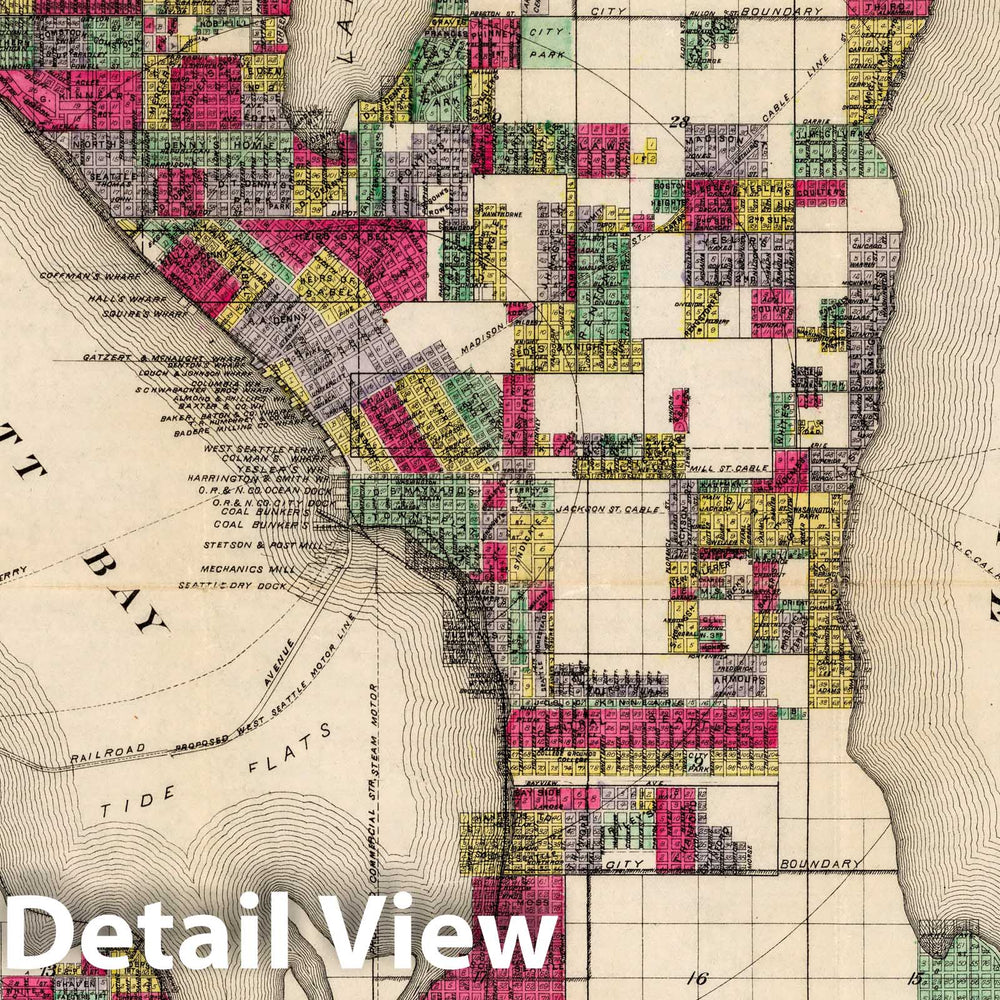 Historic Wall Map : Pocket Map, Seattle And Environs, Washington 1890 - Vintage Wall Art