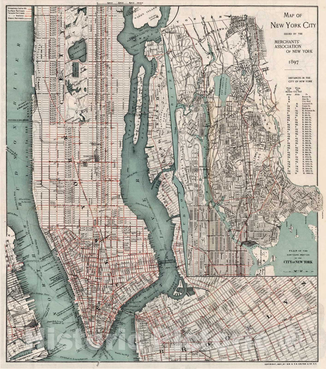 Historic Map : Pocket Map, New York City 1897 - Vintage Wall Art