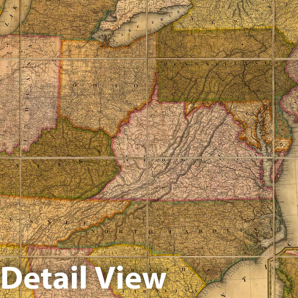 Historic Map : Reference & Distance Map of The United States, 1834 - Vintage Wall Art