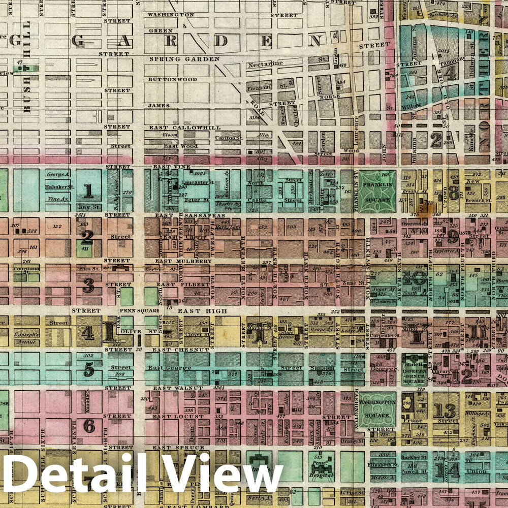 Historic Wall Map : Guide Book, Plan of the City of Philadelphia 1828 - Vintage Wall Art