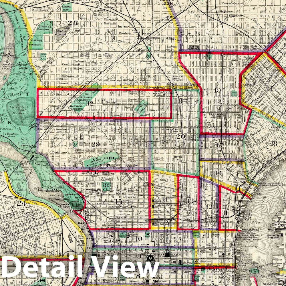 Historic Map : Guide Map of Philadelphia, 1890 - Vintage Wall Art