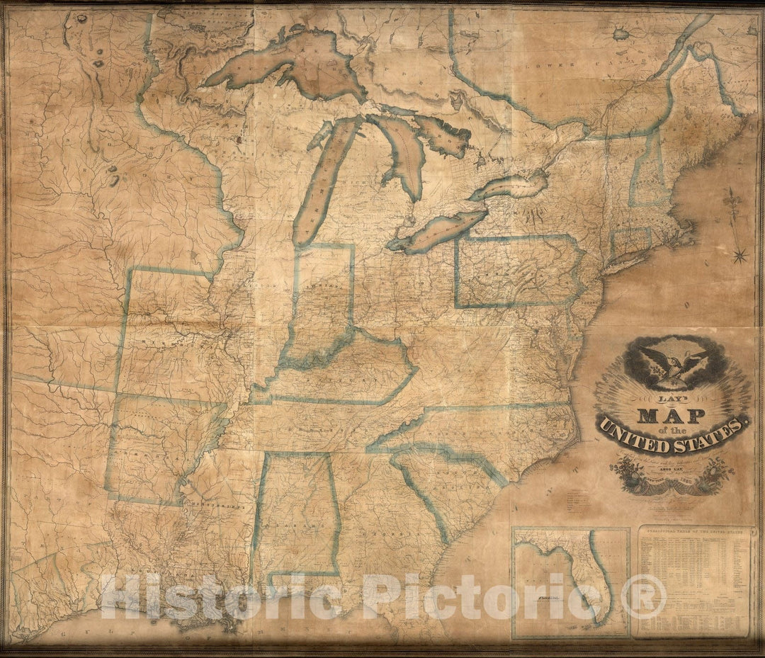 Historic Map : Wall Map, United States. 1832 v2