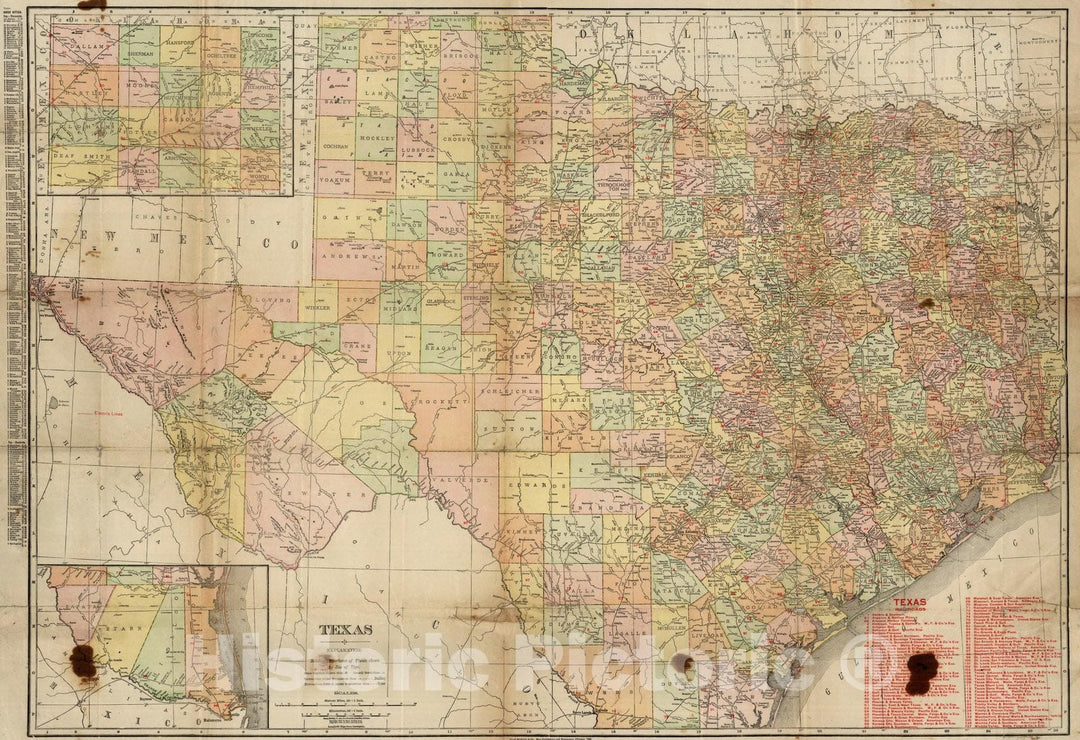 Historic Map : Pocket Map, Texas 1910 - Vintage Wall Art