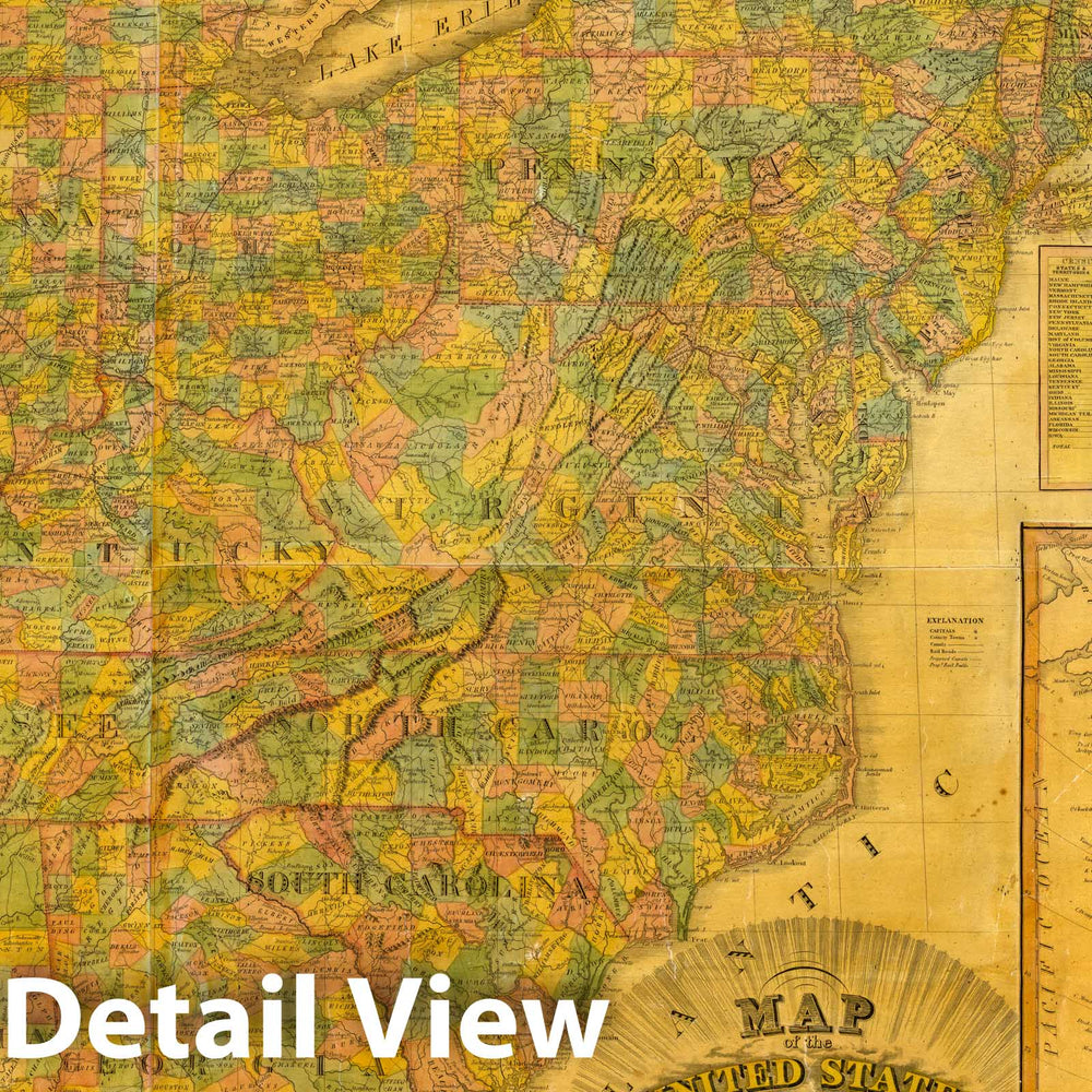 Historic Map : Wall Map, United States. 1845 v2