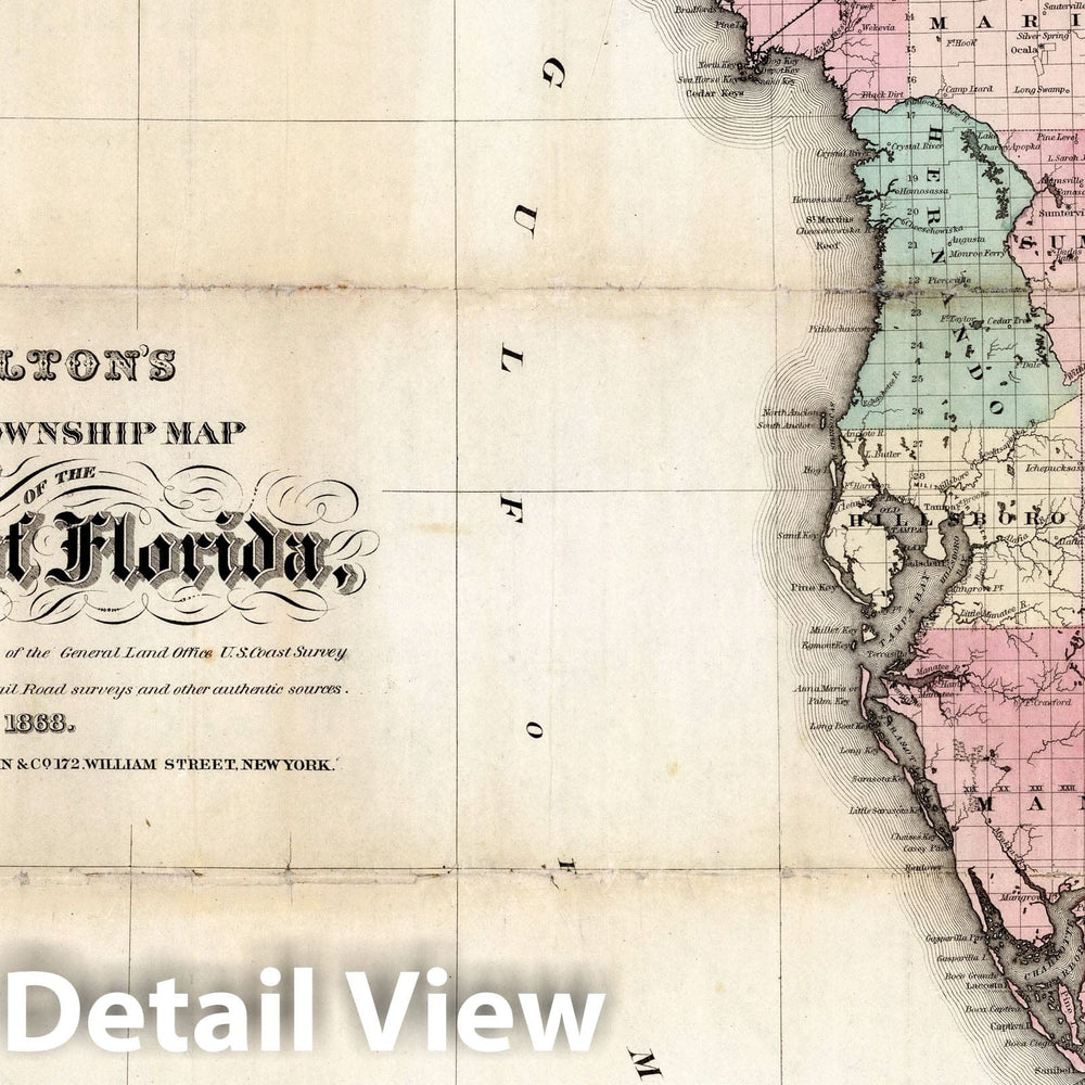 Historic Map : Colton's new township map of the state of Florida, 1868 - Vintage Wall Art