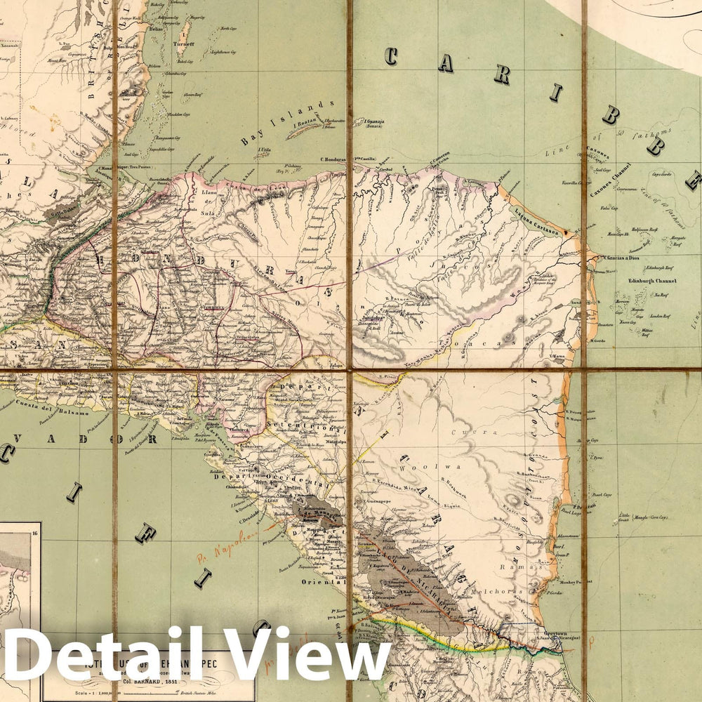 Historic Map : Panama Canal, Central America Neue Karte von Mittel-America ; A New Map of Central America, 1858 , Vintage Wall Art