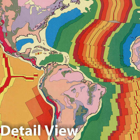 Historic Map : Wall Map, World - Geology: Oceanic and Continental - Tectonics 1985 - Vintage Wall Art