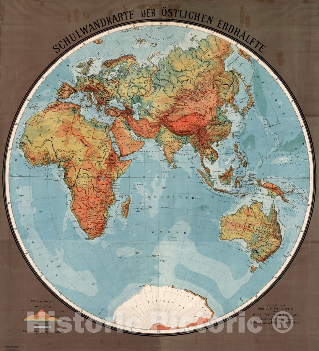 Historic Map : Wall Map, Eastern Hemisphere - Physical 1925 - Vintage Wall Art