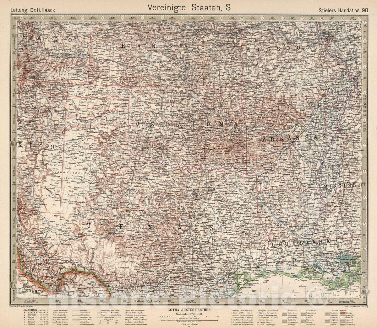 Historic Map : United States, 98. Vereinigte Staaten S. United States S, 1925 Atlas , Vintage Wall Art