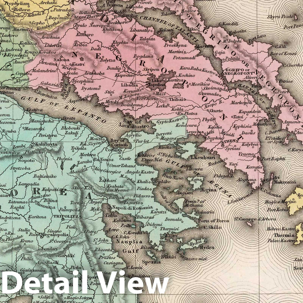 Historic Map : Greece. (Inset) Candia, 1842 Atlas - Vintage Wall Art