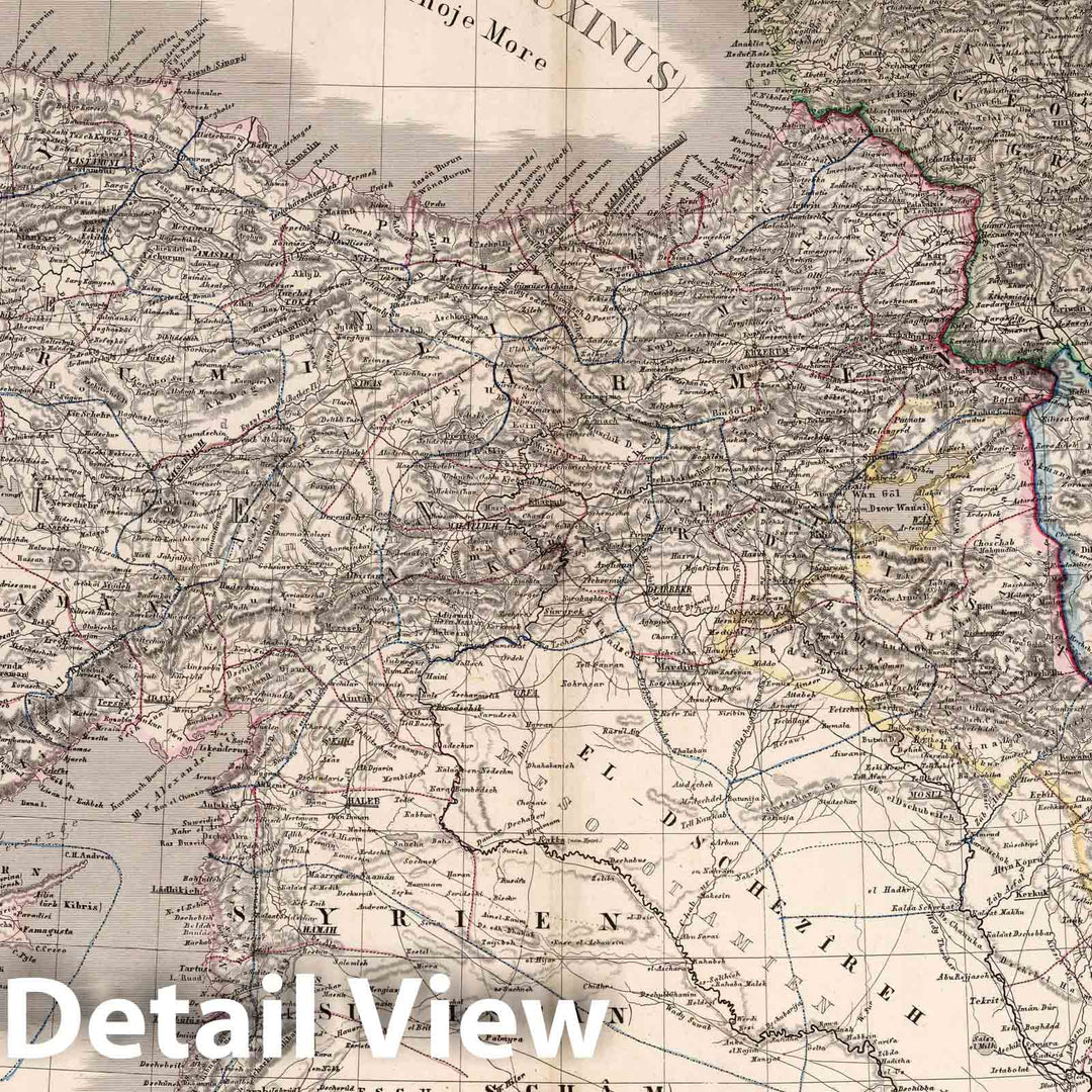 Historic Map : Turkey, Middle East Die Asiatische Turkei, die Kaukasuslander u. West-Persien, 1865 Atlas , Vintage Wall Art