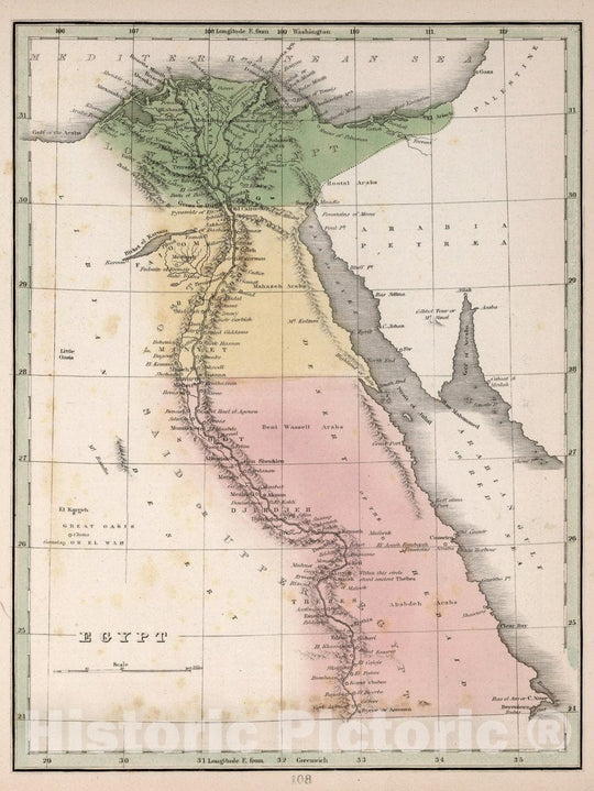 Historic Map : Egypt. A Comprehensive Atlas, Geographical, Historical & Commercial, 1838 Atlas - Vintage Wall Art