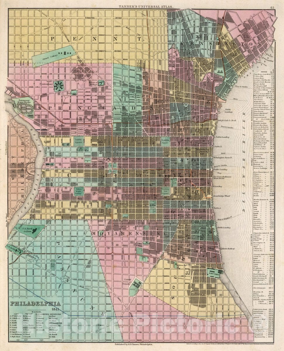 Historic Map - Philadelphia, 1836 Vintage Wall Art