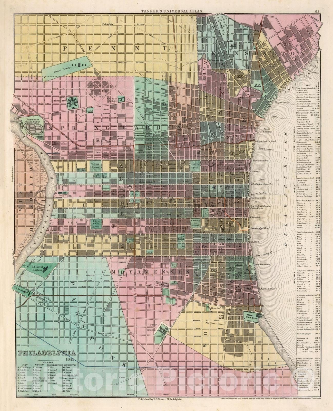 Historic Map - Philadelphia, 1836 Vintage Wall Art