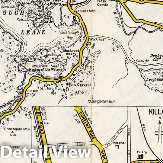 Historic Map : Umgebung von Killarney (Ireland), Umgebung von Killarney, 1940 Military Atlas , Vintage Wall Art