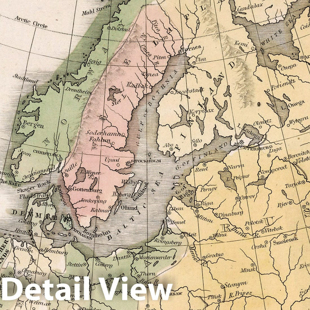 Historic Map : Northern Europe. A Comprehensive Atlas, Geographical, Historical & Commercial, 1838 Atlas - Vintage Wall Art