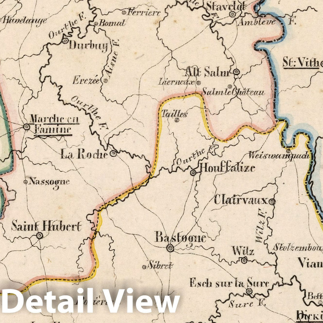 Historic Map : Netherlands, V.1:1-5: V:1. Niederlande: Prov: 5. Luttich. 18. Luxemburg, 1825 Atlas , Vintage Wall Art