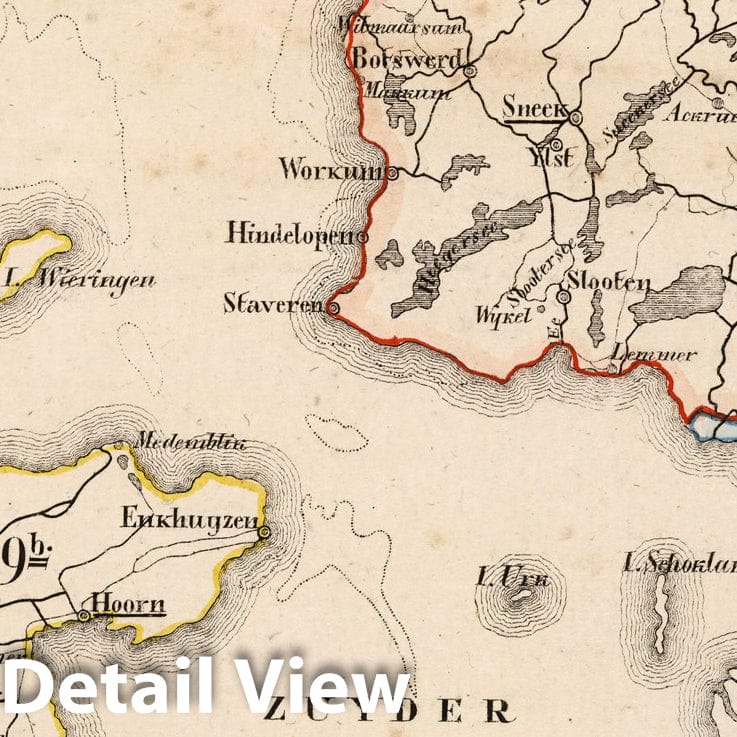 Historic Map : Netherlands, V.1:1-5: V:1. Niederlande: Prov: 9b. Nordholland. 14. Friesland, 1825 Atlas , Vintage Wall Art