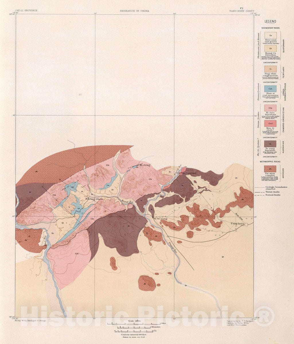 Historic Map : F-I. Tang-Hien Sheet, 1906 Geologic Atlas - Vintage Wall Art