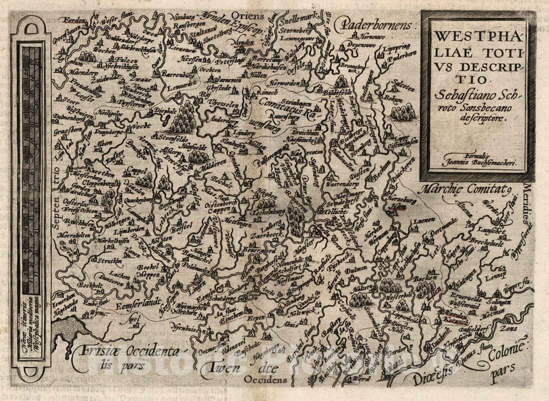 Historic Map : Germany, 34. Westphaliae totius descriptio, 1600 Atlas , Vintage Wall Art