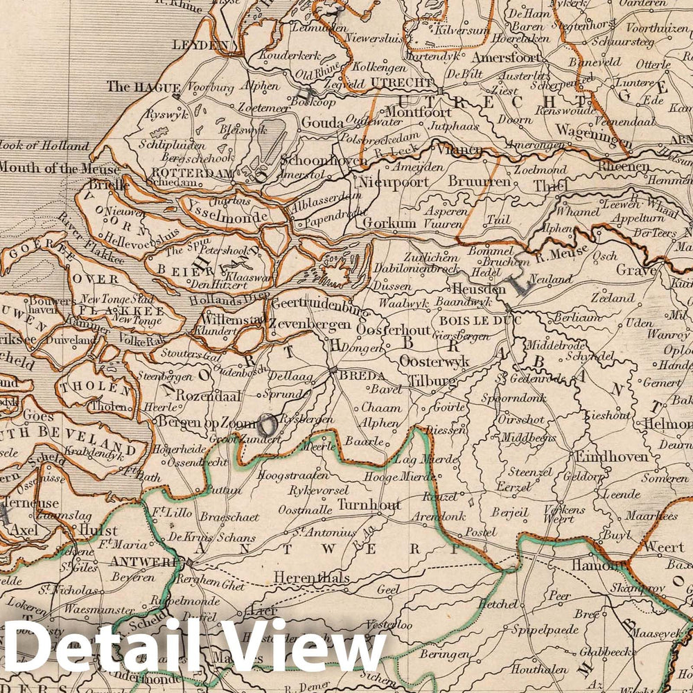 Historic Map : Netherlands and Divided into Holland and Belgium, 1841 Atlas - Vintage Wall Art